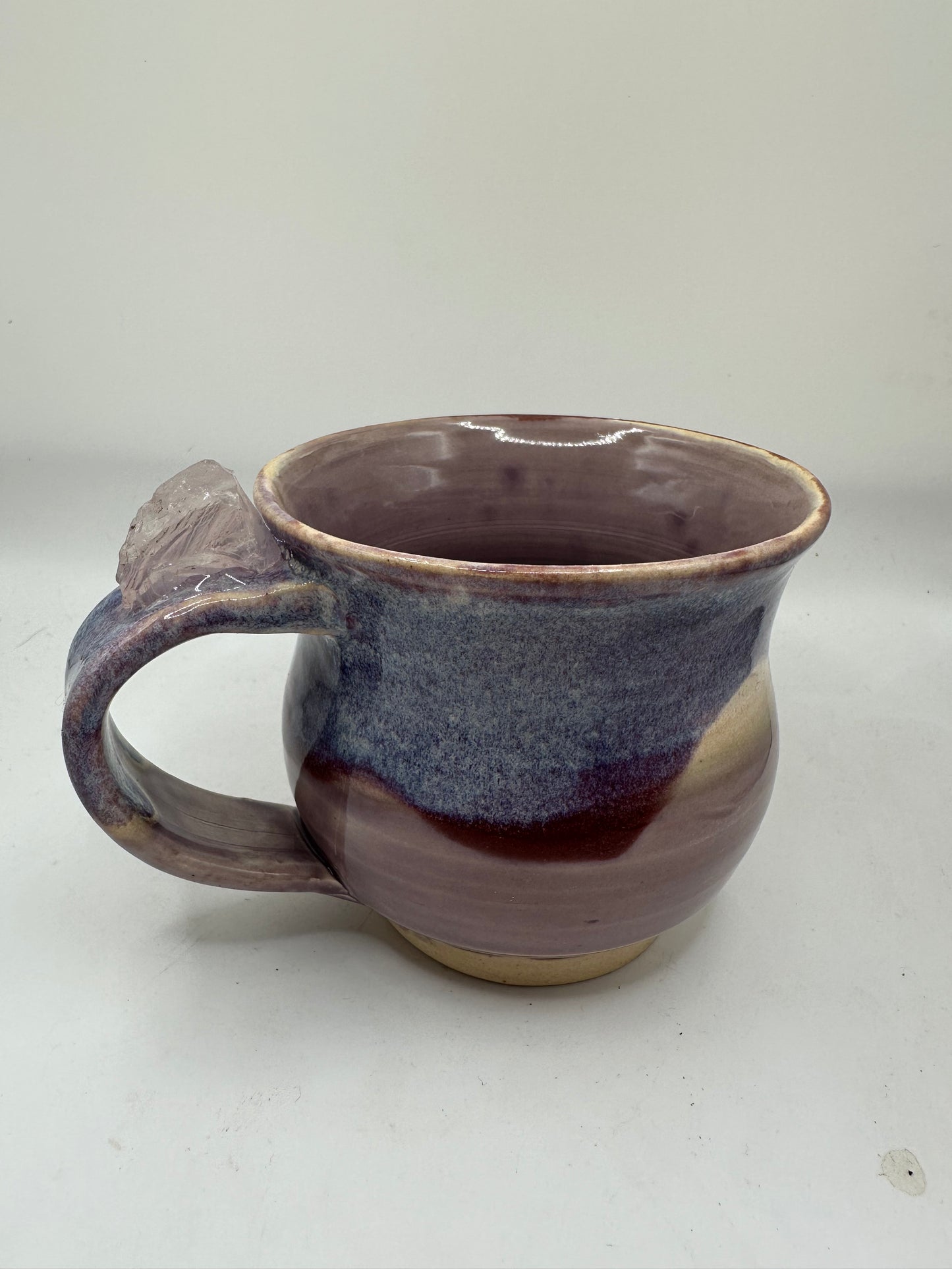 #2 - 8 oz. Purple Mug with Rose Quartz Stone Attached to Handle
