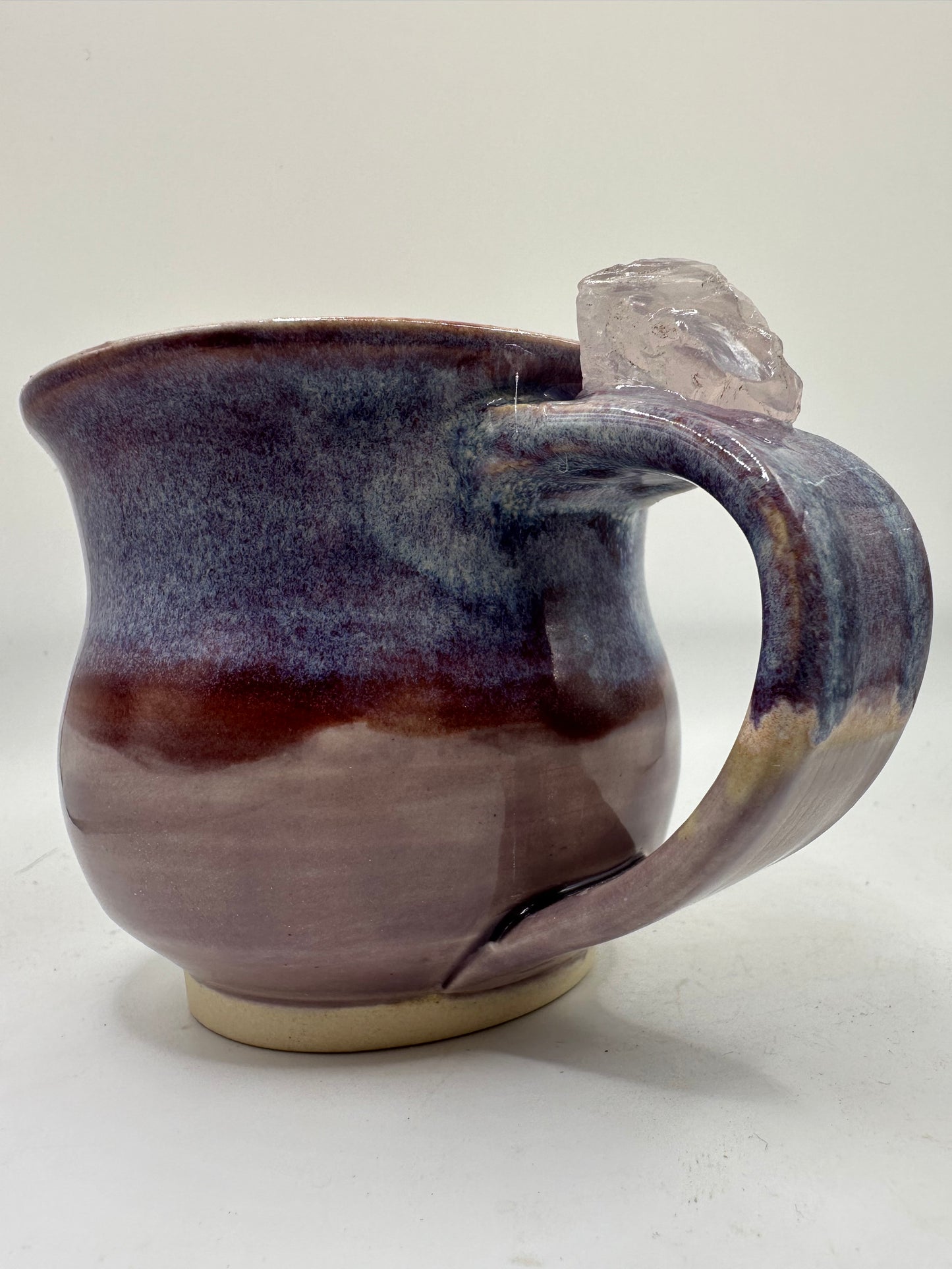 #2 - 8 oz. Purple Mug with Rose Quartz Stone Attached to Handle