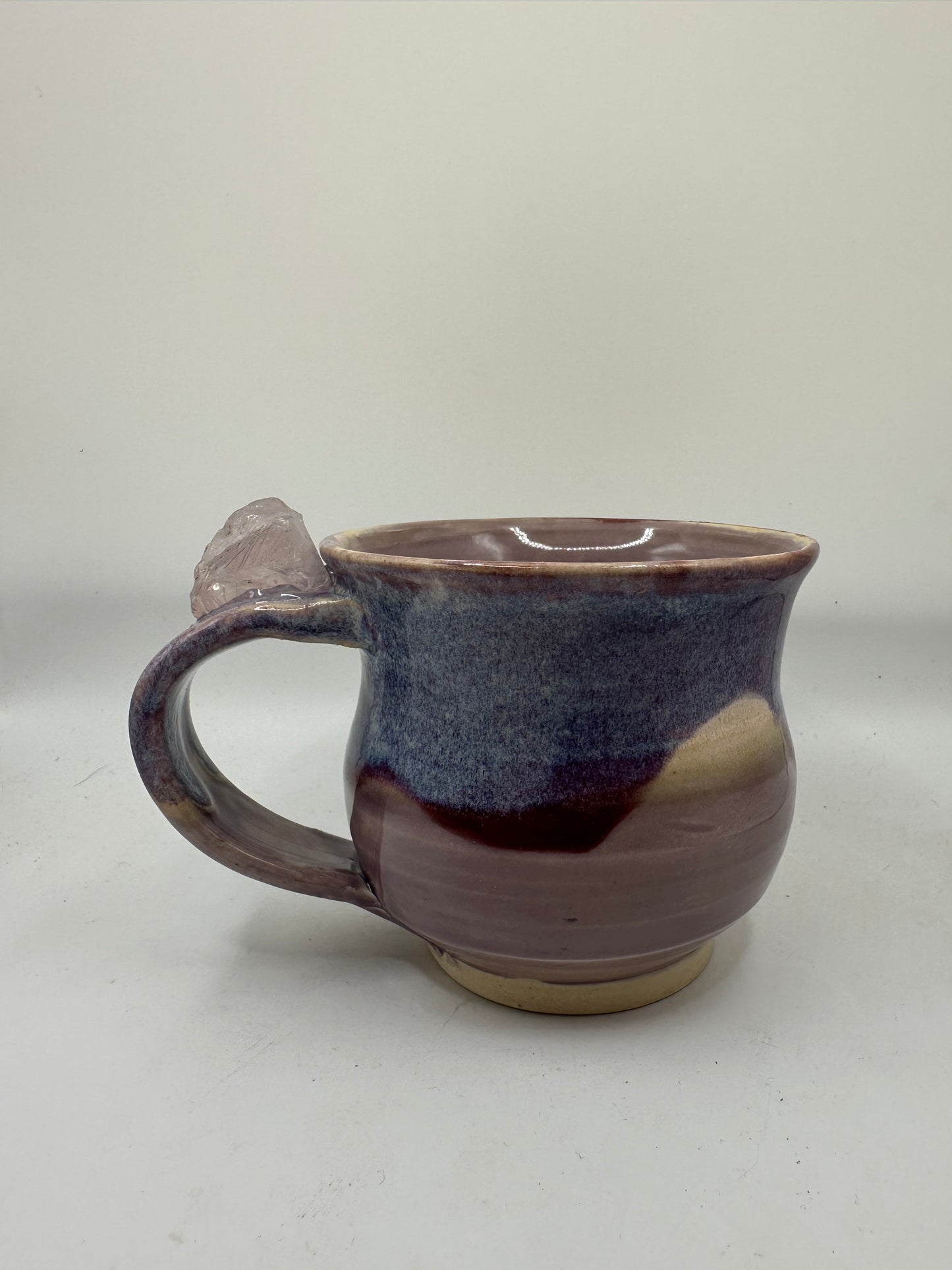 #2 - 8 oz. Purple Mug with Rose Quartz Stone Attached to Handle