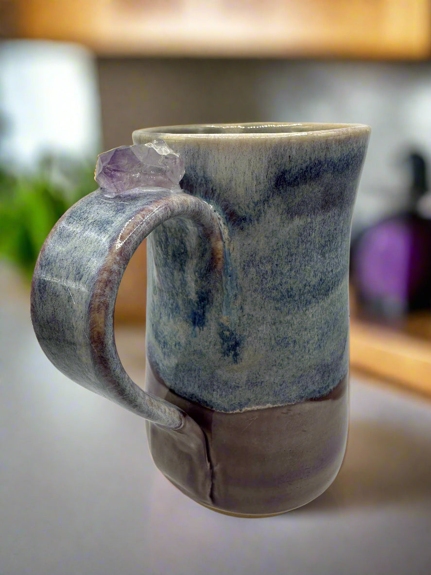 #3 - 12 oz. Purple Mug with Amethyst Stone Attached to Handle