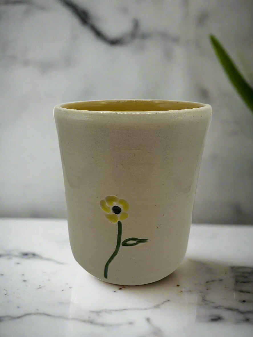 Yellow Flower Engraved Cup