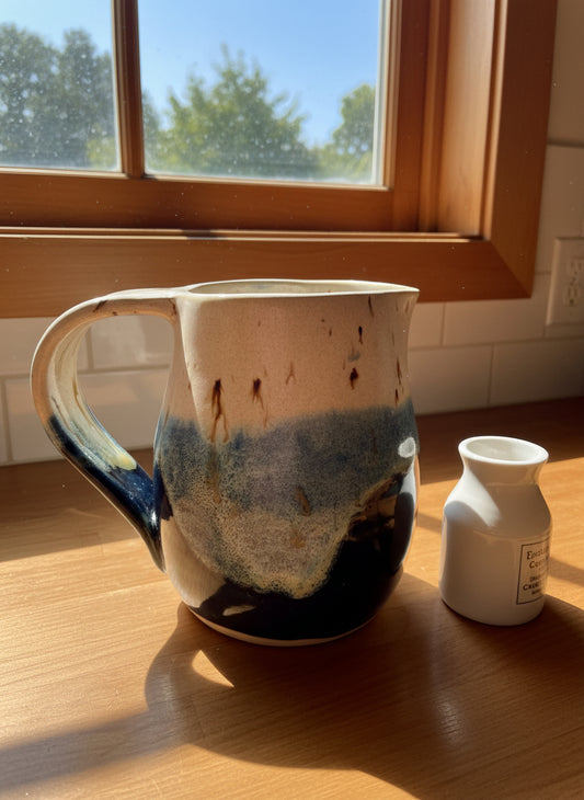 Blue and White Chip Pitcher