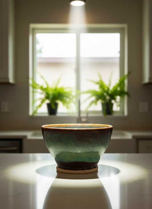 Ceramic bowl with a gradient finish on a white background