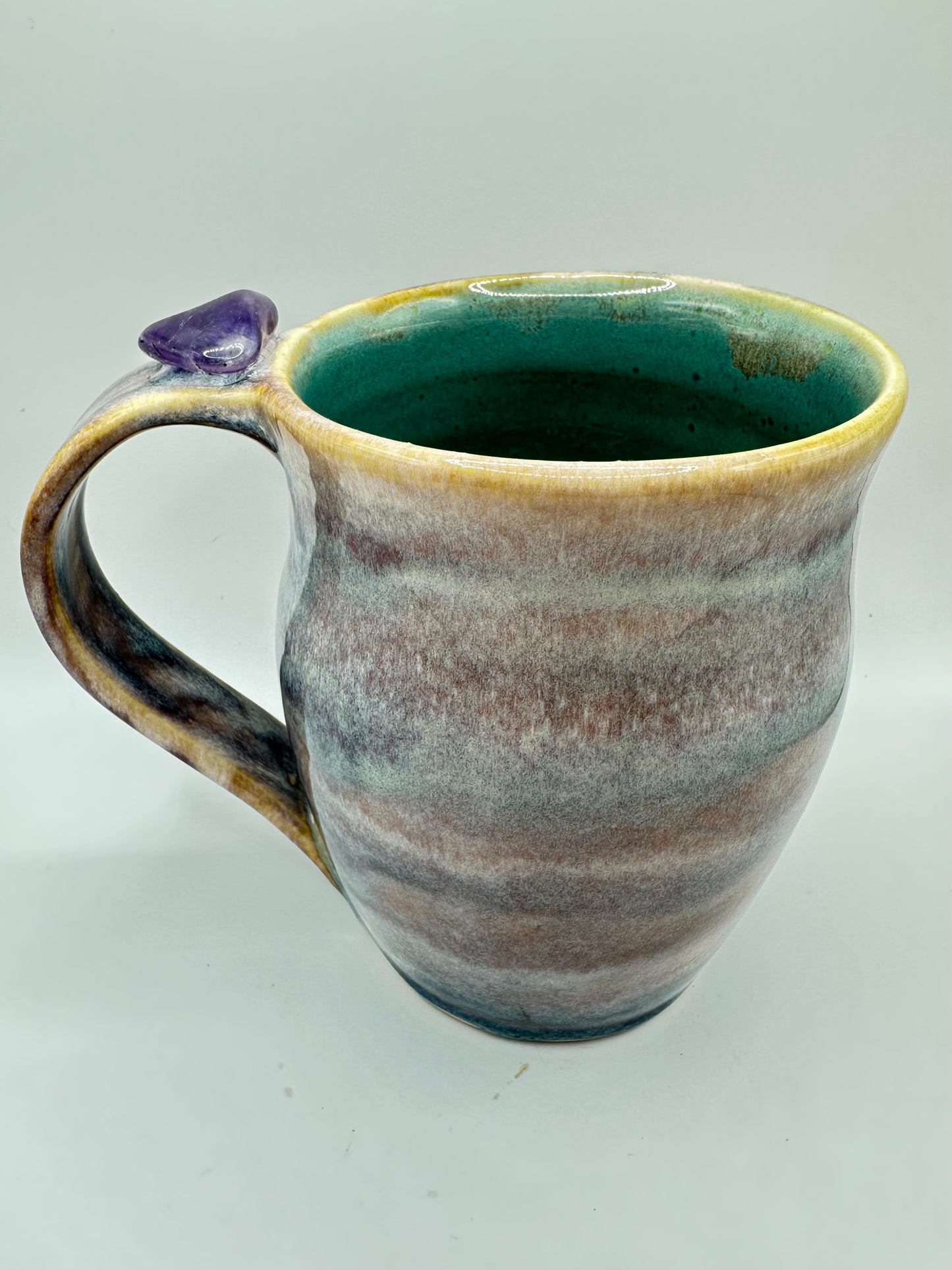 #1 - Amethyst Mug (Purple, Blue, Pink Mug with Amethyst Stone attached to the handle)