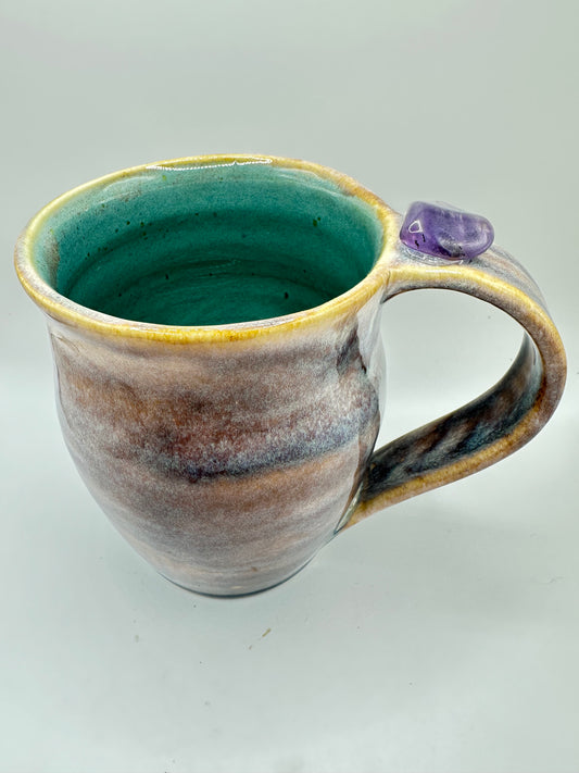 #1 - Amethyst Mug (Purple, Blue, Pink Mug with Amethyst Stone attached to the handle)