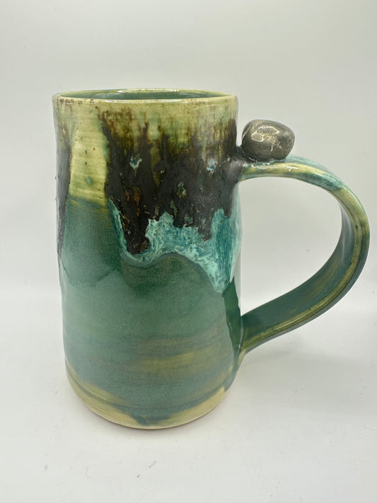 #3 - Pyrite Mug (Foamy Green Mug with Pyrite Stone Attached to the Handle)