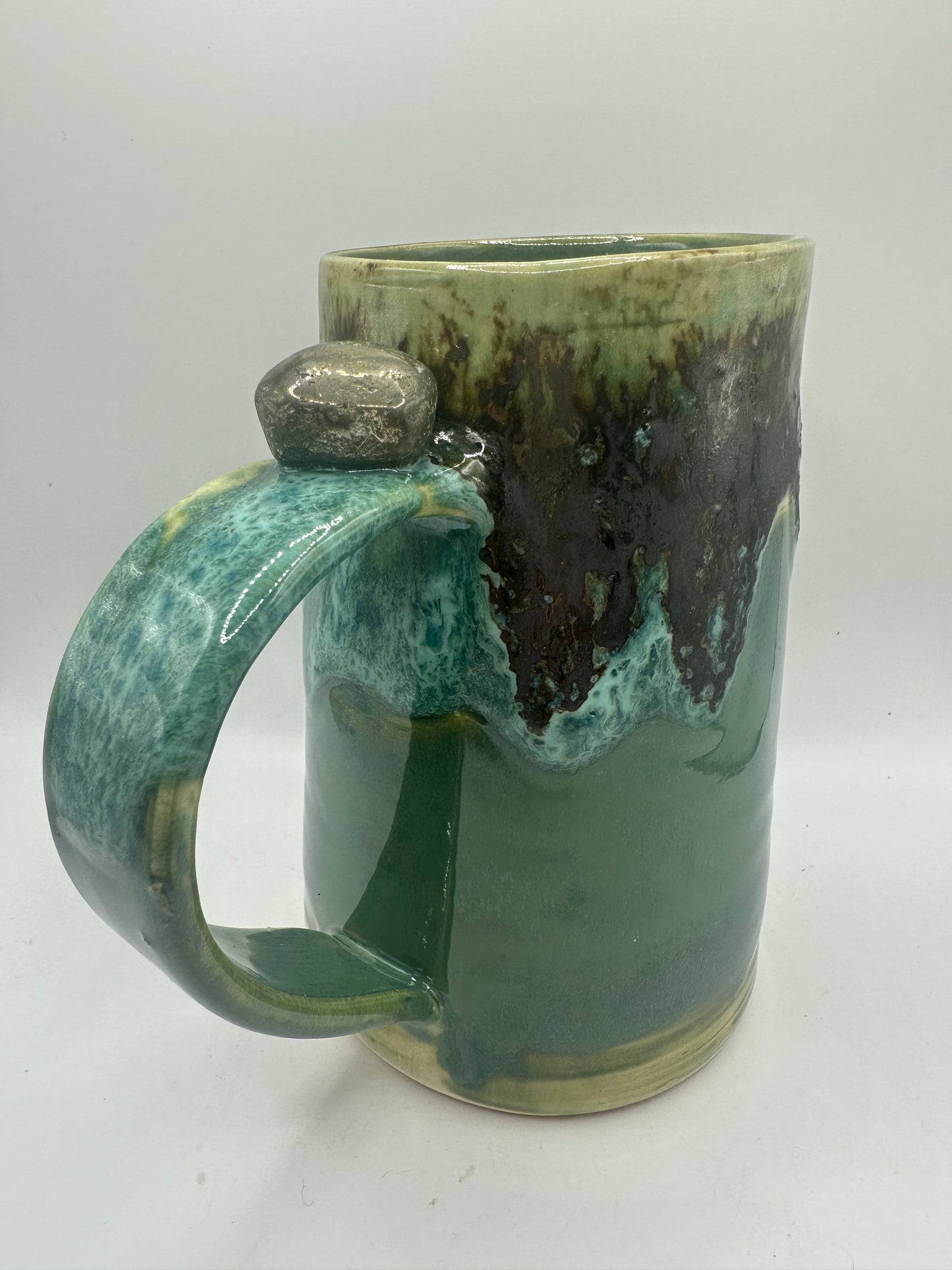 #3 - Pyrite Mug (Foamy Green Mug with Pyrite Stone Attached to the Handle)