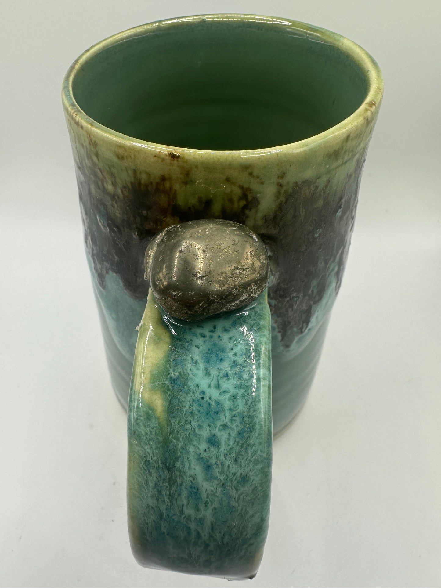 #3 - Pyrite Mug (Foamy Green Mug with Pyrite Stone Attached to the Handle)