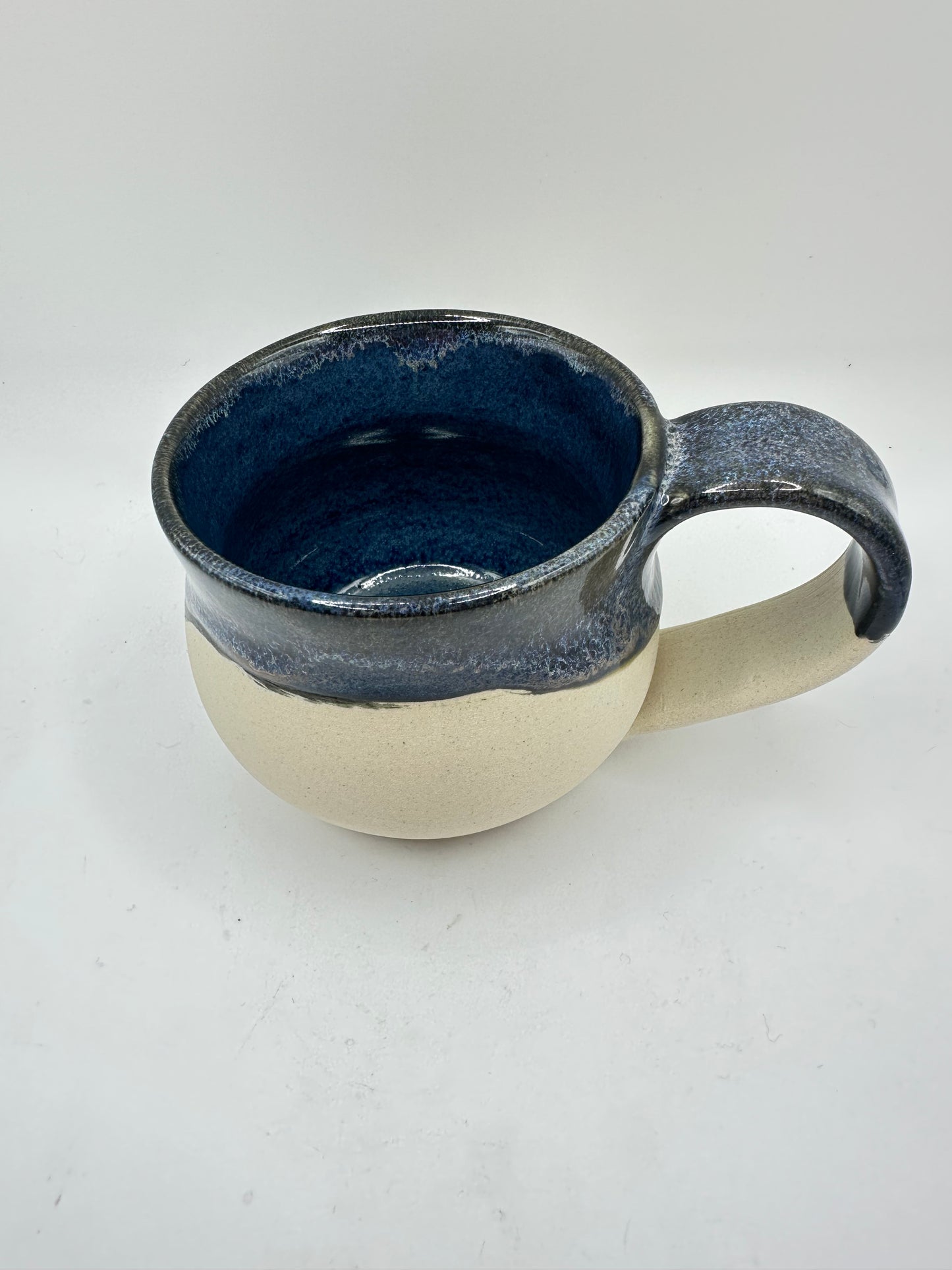 Half-Glazed Blue and White Espresso/Tea Mug