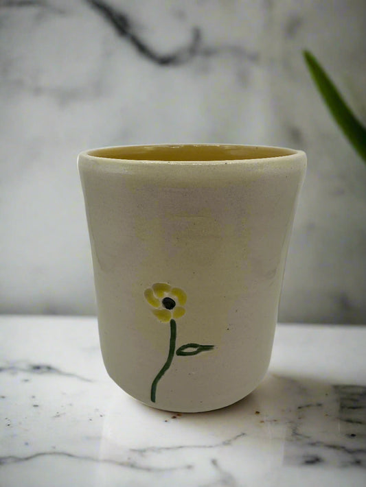 Yellow Flower Engraved Cup